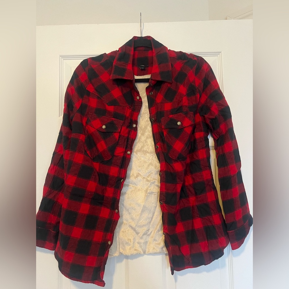 Red and Black Plaid Women's Jacket